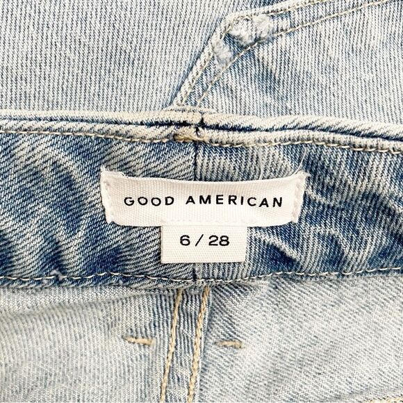 NEW Good American Jeans Good Classic Straight Distressed Light Blue636 Size 28 - Picture 9 of 13